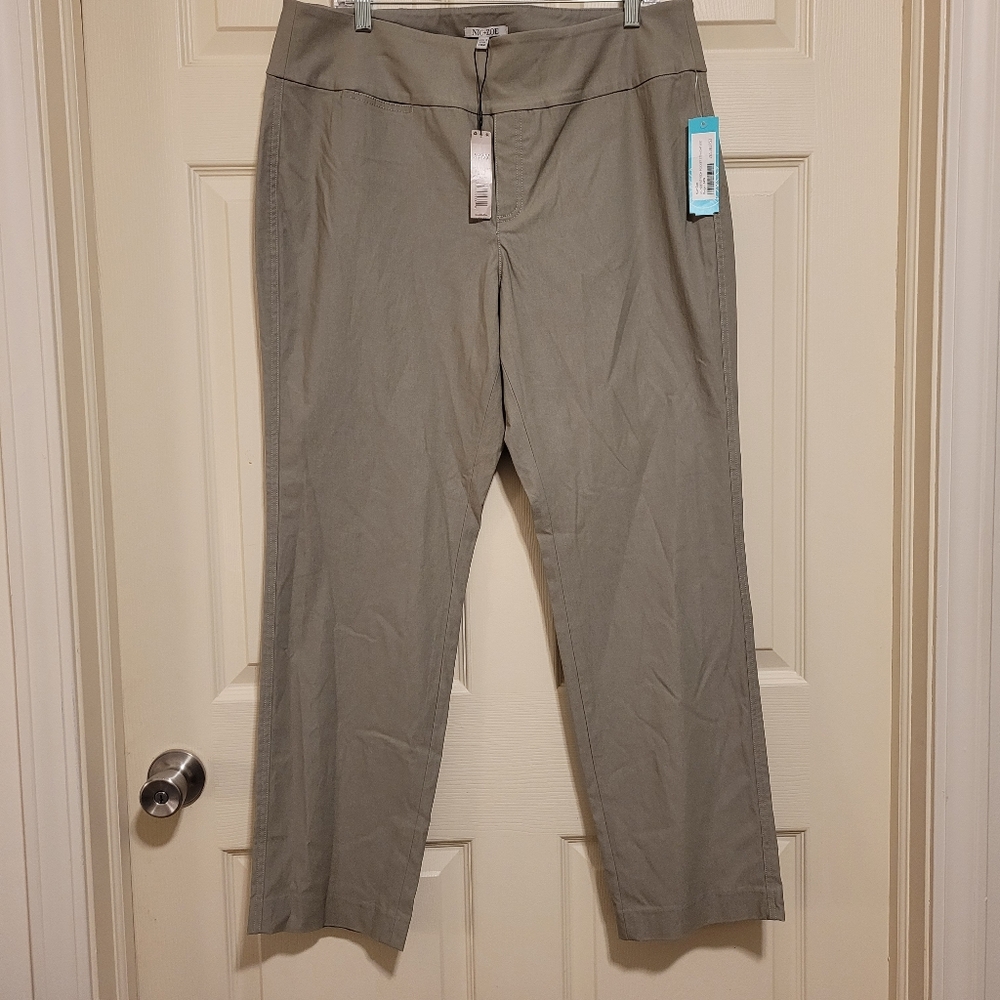 Nic+Zoe Wonderstretch Straight Leg Dress Pants Size 14W Kakhi Pockets